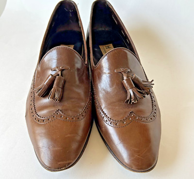 Vintage Moreschi Wing Tip Loafers Italy Made Tassel Leather  display picture 2