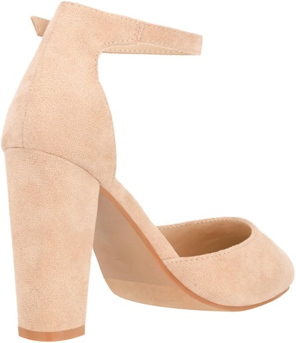 NEW Women's Point Toe Chunky Heeled Pumps Ankle Strap Pumps High Heel Pump - Imagen 24 de 51