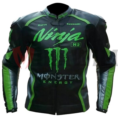 K Ninja H2  Men Motorbike Racing Leather Jacket All Sizes
