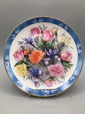 Plate Floral ''Flowers of Holland'' Bouquets of the World Danbury Mint 1990 D2293