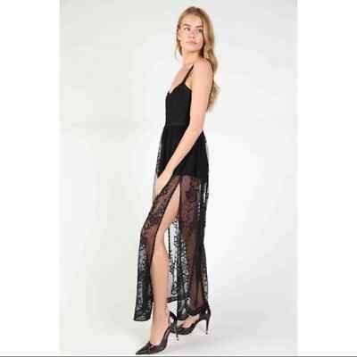 Wild Honey Black Embroidered Maxi Lace Dress | eBay