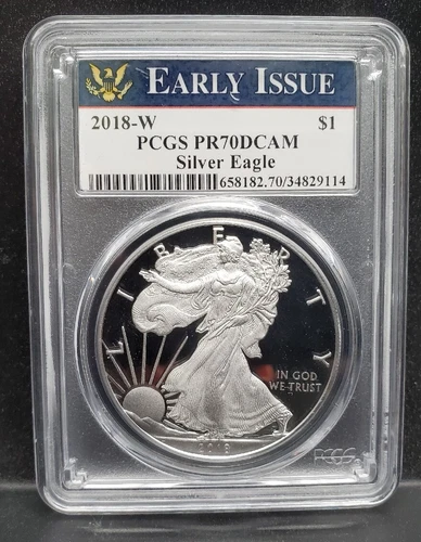 2018 W Proof American Silver Eagle PCGS PR70 DCAM Early Issue Label