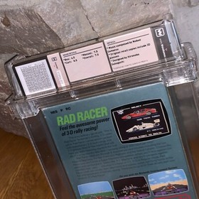 Nintendo 1987 Rad Racer NES 3 viti WATA 7.0 CIB gioco classificato nero guarnizione cerchio