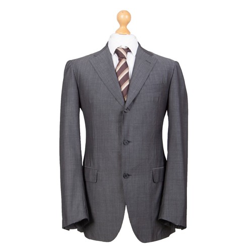 Raffaele Caruso Navy Blue Herringbone Silk Blend 2 Pc Suit Jacket
