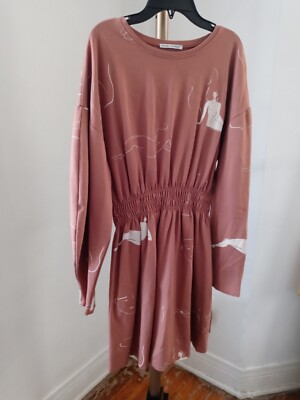 sachin and babi light blue dress Zara dusty pink long sleeve dress with abstract line drawing of female