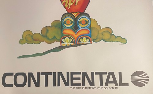 Vintage Lithograph, Continental Airlines Poster for Seattle \ Tacoma Washington - Picture 4 of 7