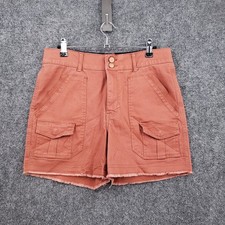 Democracy Womens Ab Solution Utility Cargo Shorts 6 Orange Frayed Raw Hem