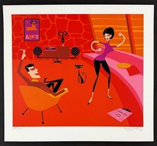 Aries SHAG PRINT Adventurous and Energetic Serigraph Signed 2003 Josh Agle Mint!