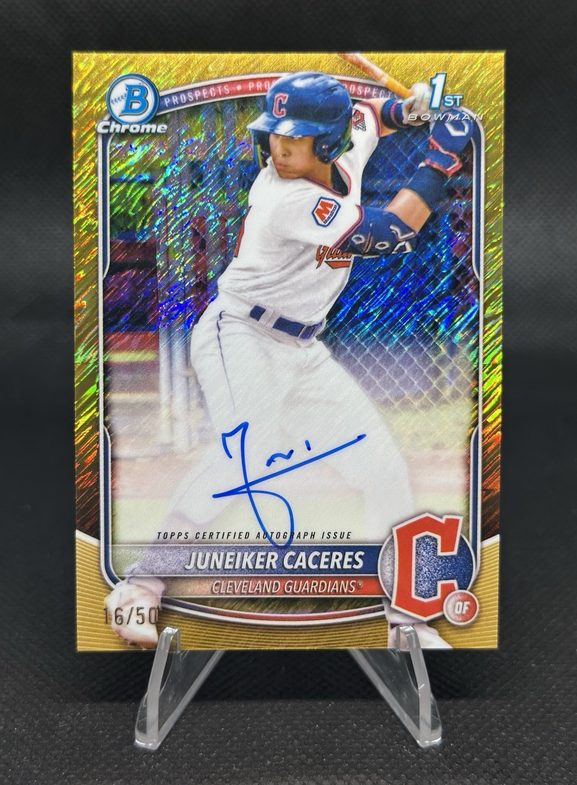 2025 Bowman Chrome Juneiker Caceres Gold Shimmer Auto /50 1st Guardians CPA-JUC