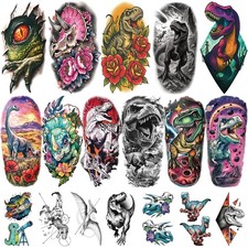77PCS Dinosaur Temporary Tattoos for Kids, 17PCS Half Sleeve Small,