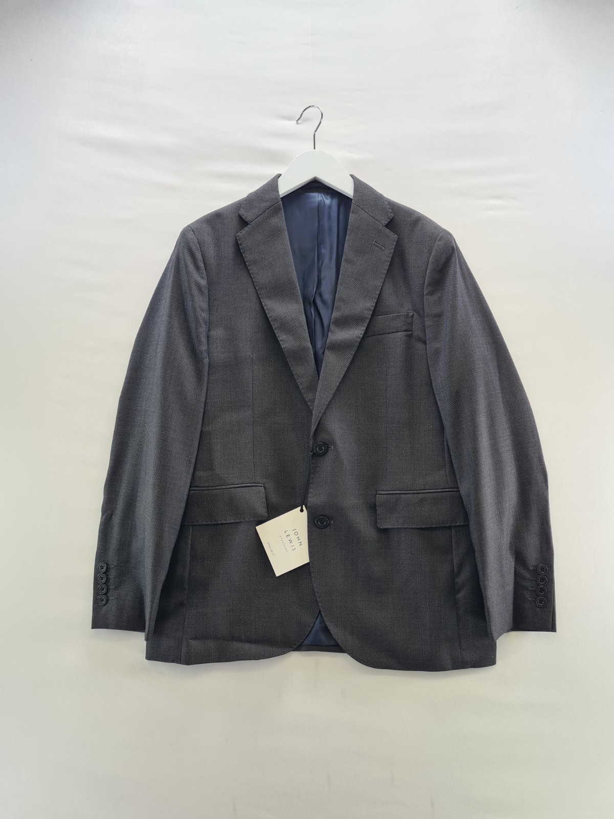 John Lewis Suit Jacket 38S Grey Regular Fit Wool Super 100 Birdseye BNWT RRP£170