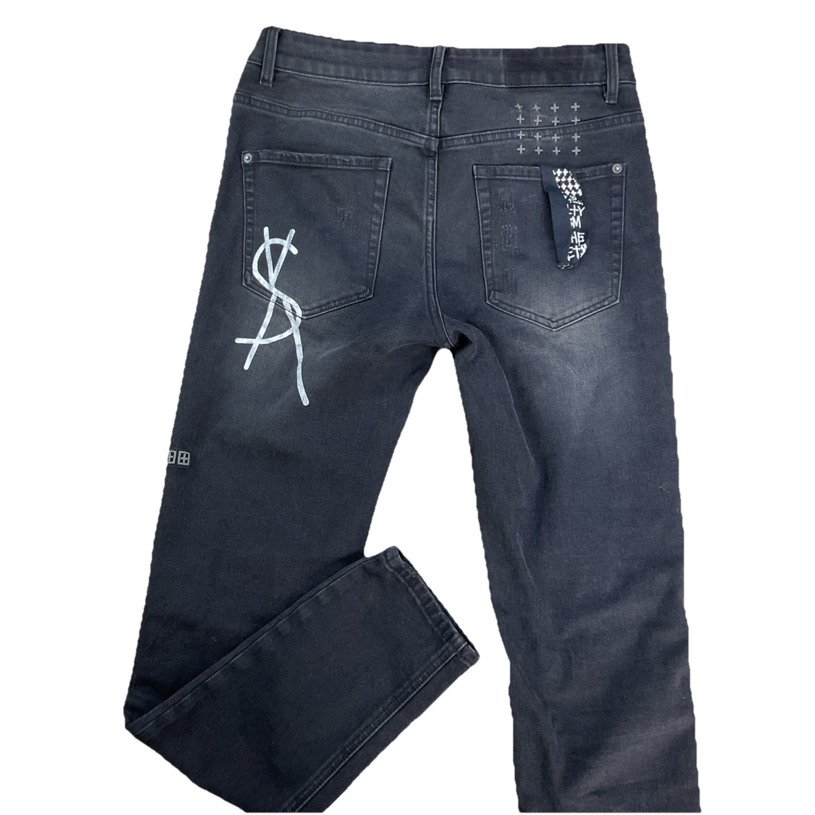 Ksubi Jeans Black Van Winkle Hunter Beden Skinny Button Fly Distressed Men Sz 30 thumbnail 5