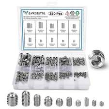 Set Screw Assortment Kit (250 Pcs) - Metric Sizes M3, M4, Cap Head, Silver 