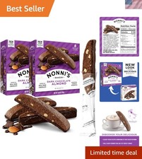 2 Pack Nonni's Almond Dark Chocolate Biscotti - Individually Wrapped Cookies