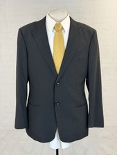 Armani Men's Black Striped Wool Blend Blazer 40R Two Button Made in Italy