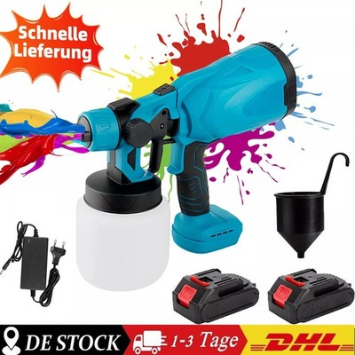 800W Farbsprühsystem Elektrische Farbspritzpistole Lackierpistole Mit 2 Akku