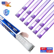 12 Pack LED UV Black Light Fixture 4FT 40W T8 Ceiling Fixture for Event Lighting