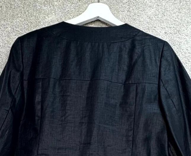 AK Anne Klein Blazer Jacket Womens 14 Black Linen 3/4 Sleeve Old Money Capsule - Image 4 of 4