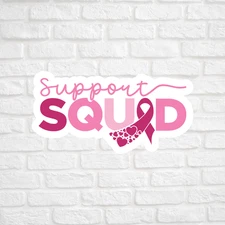 Breast cancer sticker vinyl decal support squad pink ribbon hearts awareness