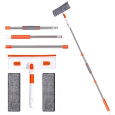 Professional Window Squeegee 2-in-1 Cleaner with 55" Extension Pole, Premium