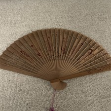 Vintage Hangzhou Hand Fan Sandalwood Bamboo With Images Etched READ