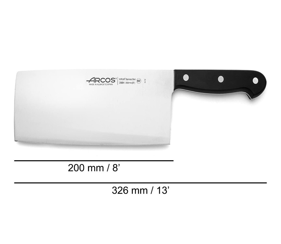 Coltello Da Macellaio Arcos Colore - Prof 292723 In Acciaio Inox Nitrum E Mango Ergonomico Blu Polipropilene E 25 Cm Lama Coperchio Display 36644471