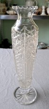 Vintage Bohemian Czech Cut Glass Crystal Vase verziert geschliffen