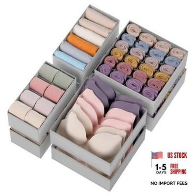 Drawer Organizer Clothes, 8 Pack Dresser Organizer for Underwear, Sock, Grey
