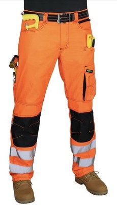Herren Hi Vis Arbeitshose W36 L30 strapazierfähig mit hoher Sichtbarkeit reflektierend