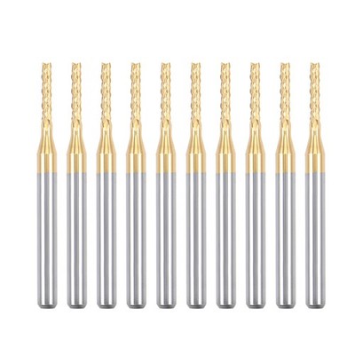 10Pcs 1.6mm Titanium Coat Carbide End Mill Engraving CNC Router Bit, 1/8'' Shank