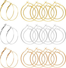 60PCS Beading Hoop Earrings Finding, Earring Making Hoops Open Round Earring Hoo