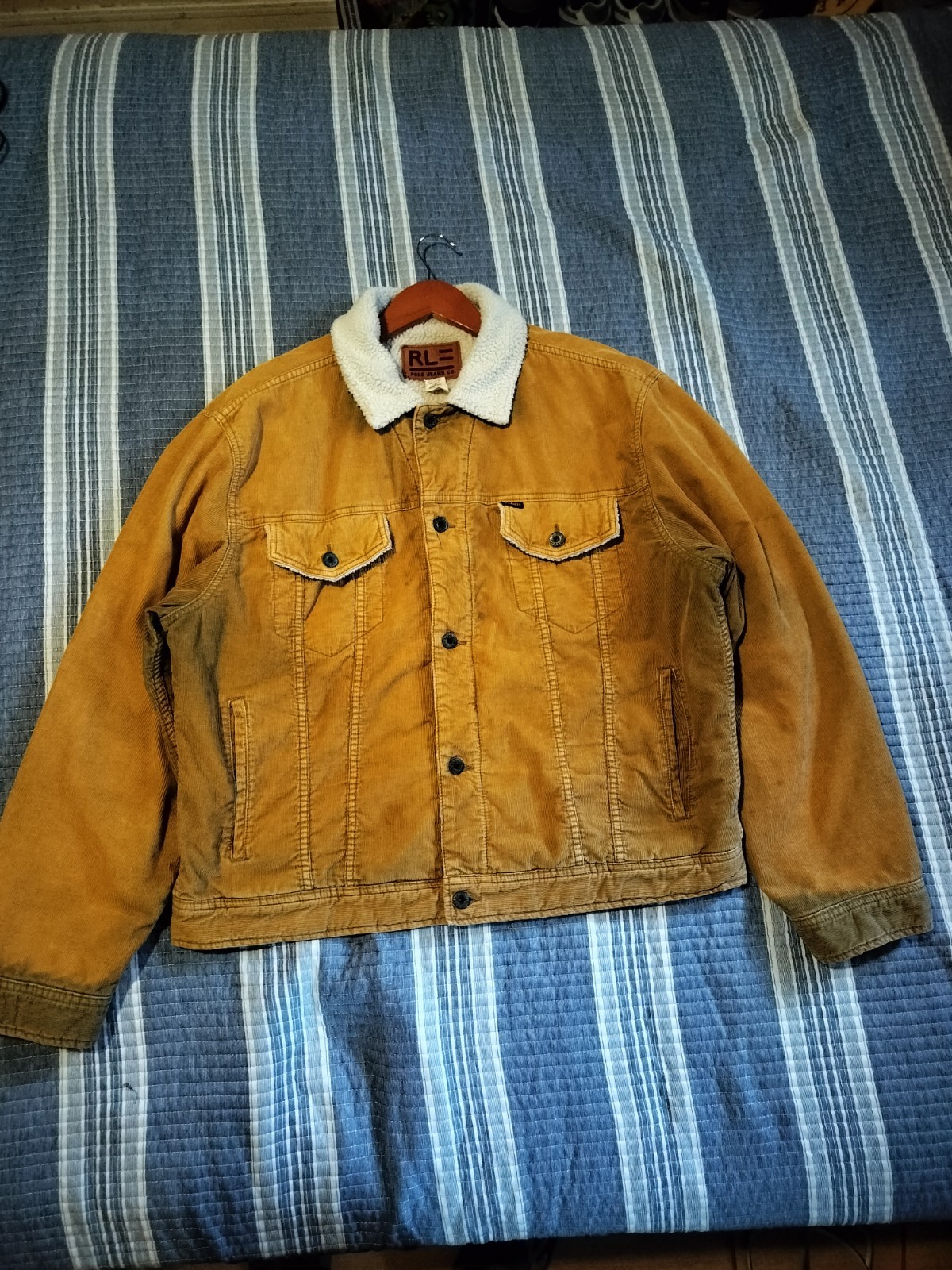 Ralph Lauren Polo Jeans Vintage Men's Corduroy Sherpa Lined Trucker Jacket XL