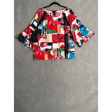 Ali Miles Abstract Print Top Women's XL 3/4 Sleeves Pull-On NEW