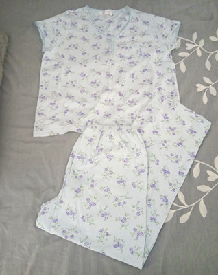 Carole Hochman New York Women's Floral Cotton Knit Pajama Set Button L