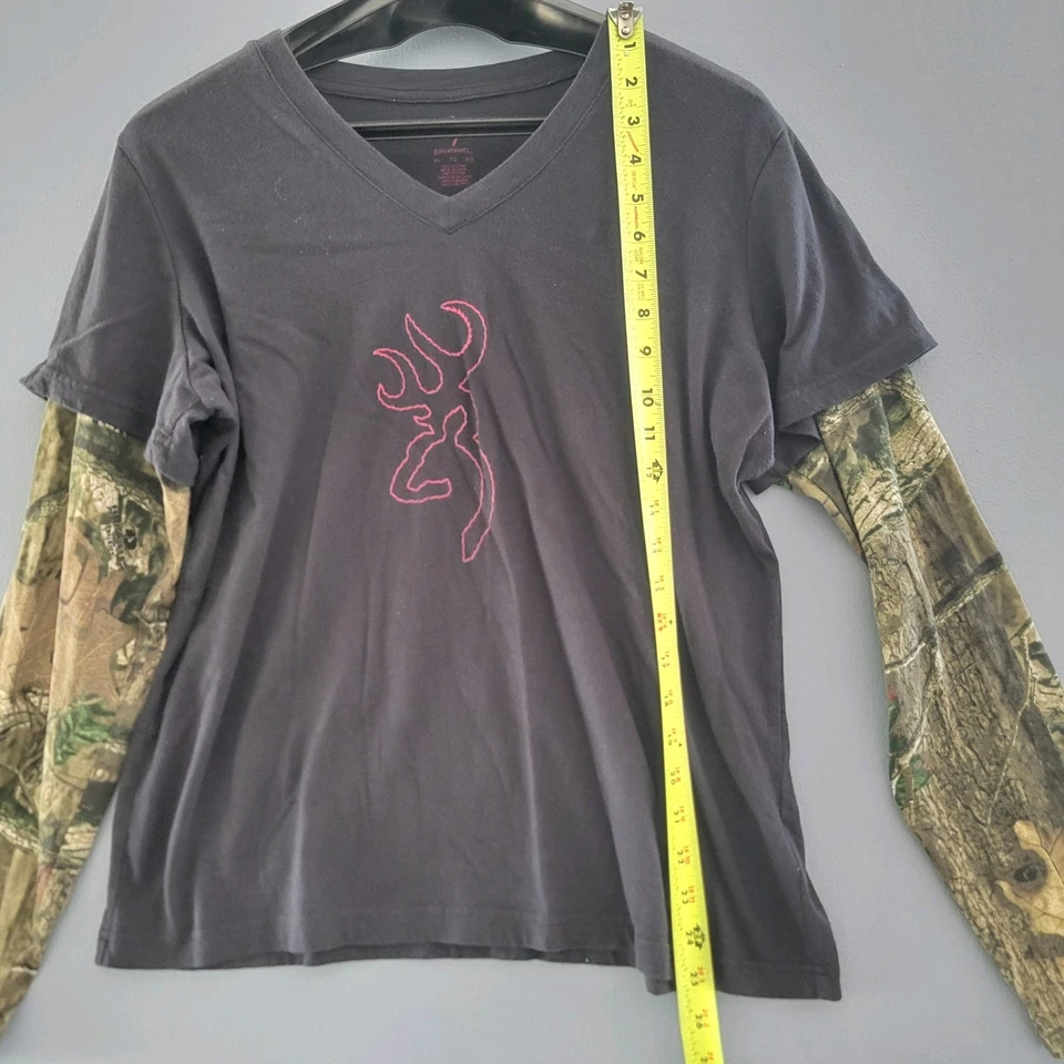 BROWNING HUNTING DEER 长袖 T 恤。 100% 棉 XL 码 带迷彩粉色 — 第 2/4 张图片