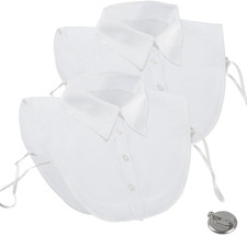 2 Stück Krageneinsatz Damen, Weiß Blusenkragen Einsatz Damen mit Broschensockel,