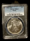 1882 O/S Weak OMM Morgan Silver Dollar $1 PCGS  Ms63