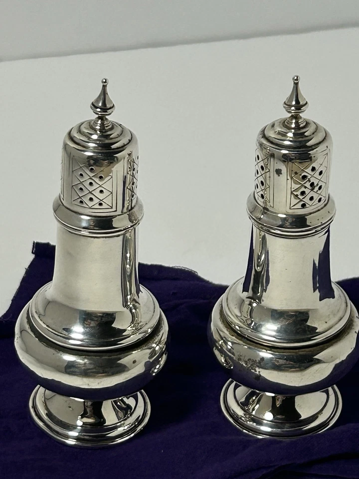 Salero y pimentero vintage de plata esterlina de Frank M Whiting #814 Foto 3 de 4