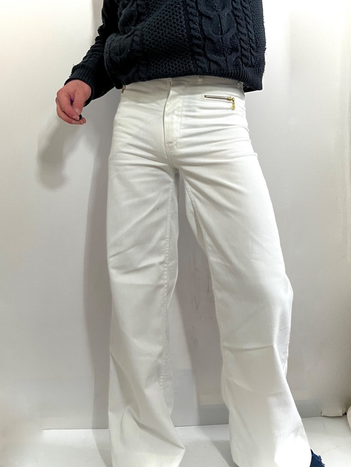 Vintage 12" Flares Falmers W28 L30 White Excellent Condition c1970s Aero Zips image 3