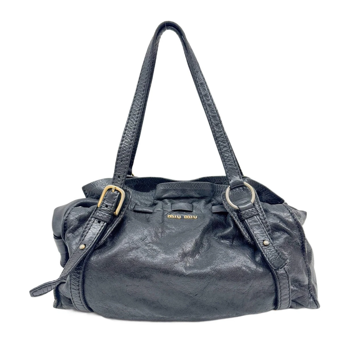 ショルダーバッグ miu miu side ribbon leather shoulder bag MIU MIU Leather Side Ribbon Mini Shoulder Bag Hand Bag Black 5N1557