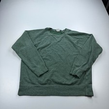 J Crew Sweater Mens Large Green Crew Neck Pullover Fleece Preppy Casual