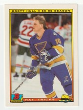 Brett Hull - St. Louis Blues - Hat Trick (Hockey Card) 1990-91 Bowman # 1 - Mint