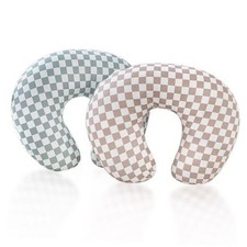 2 Pack Nursing Pillow Cover, Stretchy Removable Case for Green brown Checkered