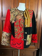 Indigo Moon Women s Jacket Blazer Gorgeous Size Medium Block Patterned Euc As Se