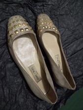 Jimmy Choo Studded Suede Flats – Gold Studs – Made in Italy – EU 38