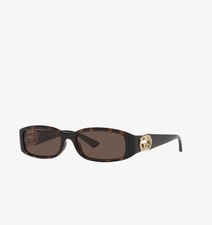 GUCCI GG1661S 002 Havana Gold Brown Rectangle Unisex Sunglasses AUTHENTIC 55-16