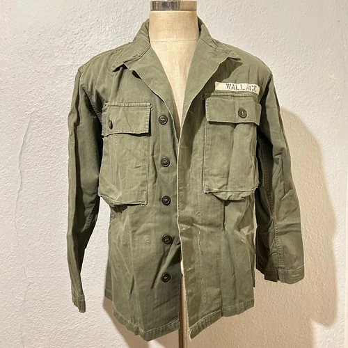 Vintage WWII US Army HBT Utility Jacket Shirt Fatigue 36R Military