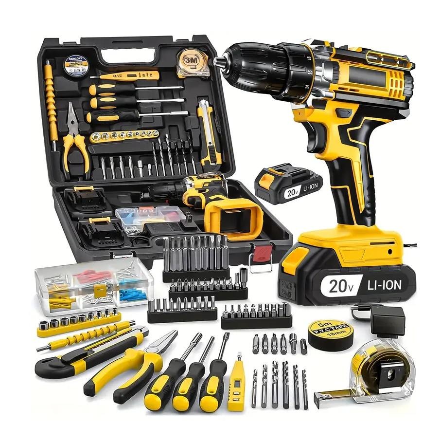 Hand Tools Set With Screwdriver Bits 2x Battery