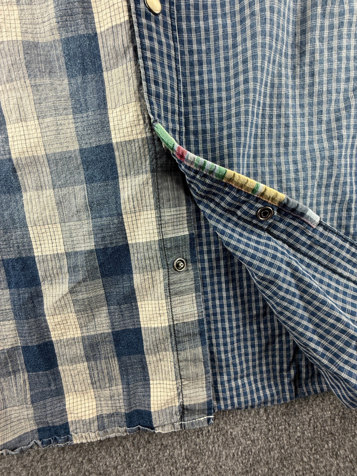 Desigual Patchwork Blue White Medium Plaid Cotton… - image 14