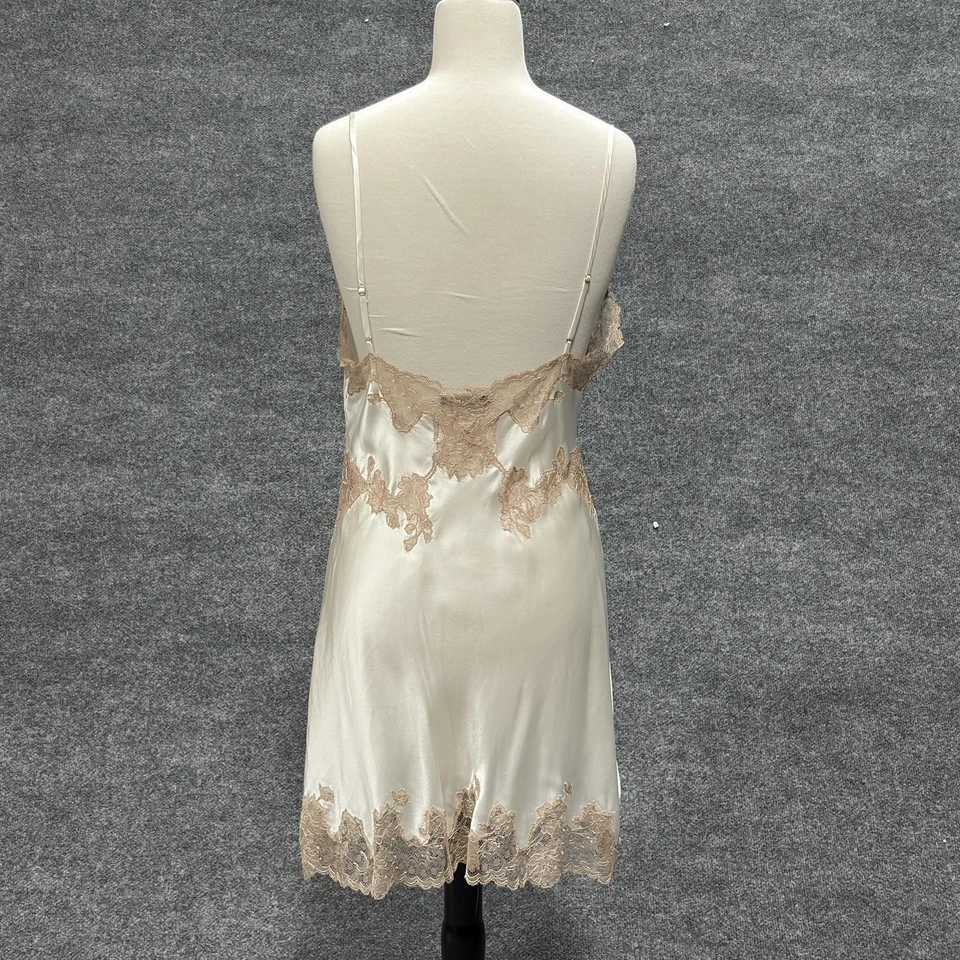 Lencería Lolita Josie Natori Chemise para mujer grande 100 % seda marfil encaje Z48001 Foto 2 de 4